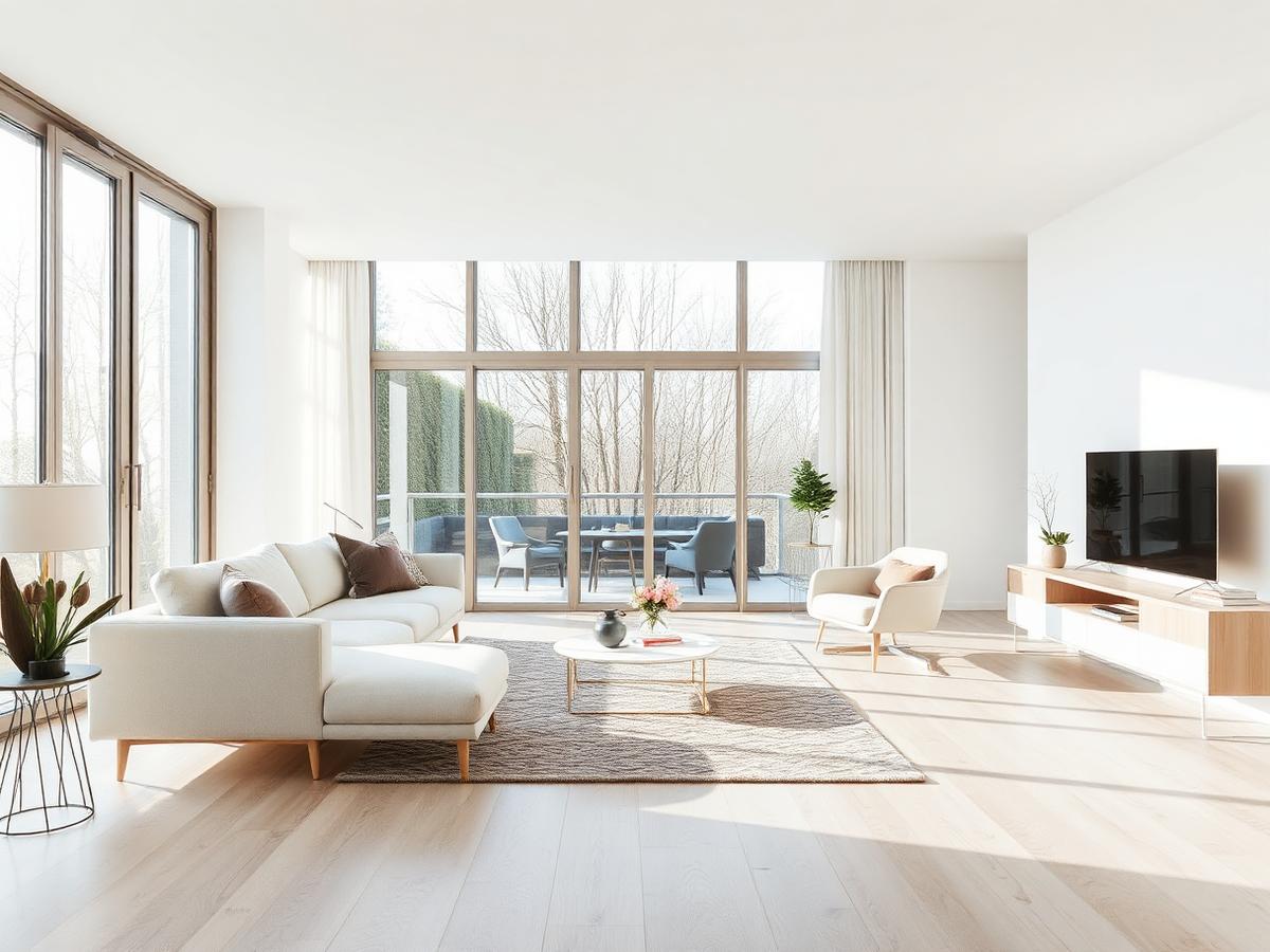 Séjour lumineux d'un appartement neuf livré en VEFA